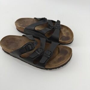 Birkenstock Arizona Black Leather Strap Comfort Slides Sandals Size 39